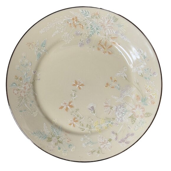 Lenox April China Dinner Plate 10.5" USA Floral Design Ivory Platinum Trim. Set - Picture 1 of 9